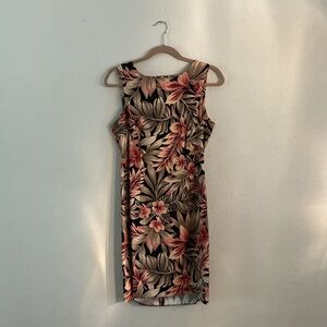 Dress Barn Floral Midi Dress - Black and Pink